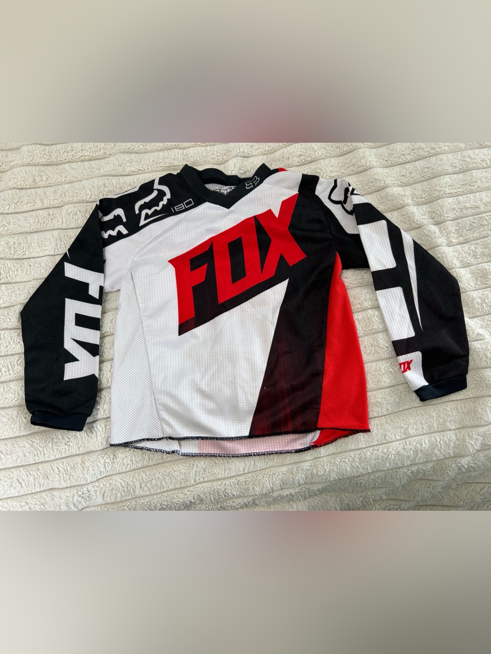 Fox Kids Jersey in White, Black & Red